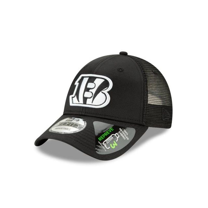 NFL Cincinnati Bengals Repreve Trucker 9Forty Adjustable (ZII6895) - Black New Era Caps